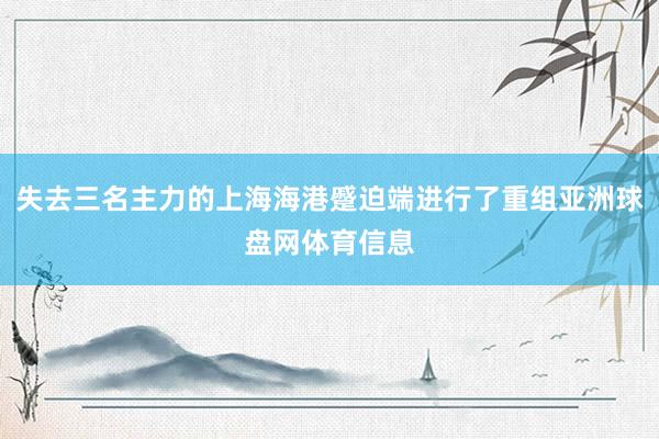 失去三名主力的上海海港蹙迫端进行了重组亚洲球盘网体育信息