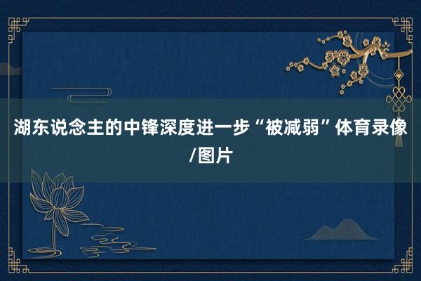 湖东说念主的中锋深度进一步“被减弱”体育录像/图片