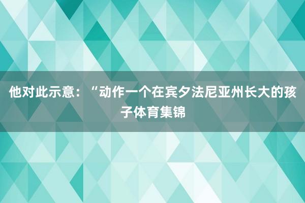 他对此示意：“动作一个在宾夕法尼亚州长大的孩子体育集锦