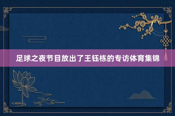 足球之夜节目放出了王钰栋的专访体育集锦