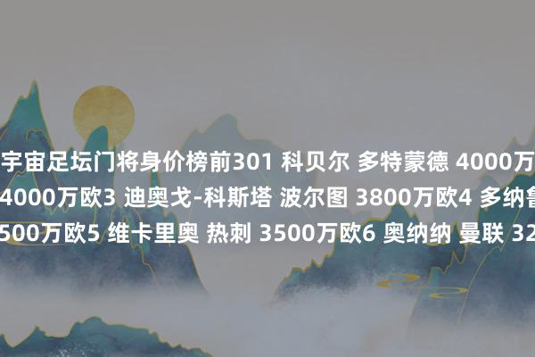 宇宙足坛门将身价榜前301 科贝尔 多特蒙德 4000万欧2 戴维-拉亚 阿森纳 4000万欧3 迪奥戈-科斯塔 波尔图 3800万欧4 多纳鲁马 巴黎圣日耳曼 3500万欧5 维卡里奥 热刺 3500万欧6 奥纳纳 曼联 3200万欧7 舍瓦利耶 里尔 3000万欧8 马马尔达什维利 瓦伦西亚 3000万欧9 乌奈-西蒙 毕尔巴鄂竞技 2800万欧10 费布鲁亨 布莱顿 2500万欧11 特鲁宾