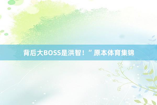 背后大BOSS是洪智！”原本体育集锦
