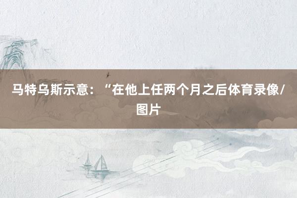 马特乌斯示意：“在他上任两个月之后体育录像/图片