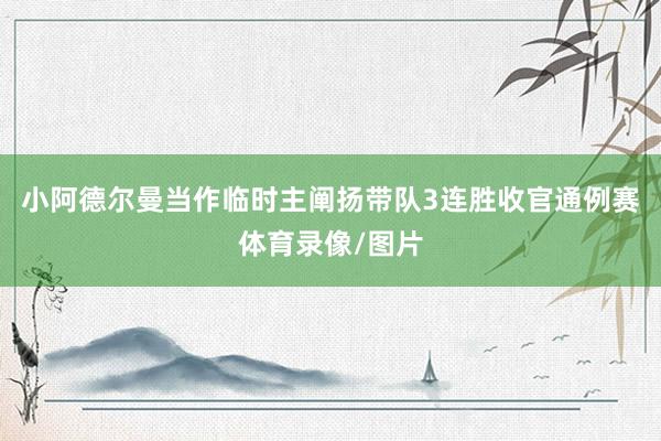 小阿德尔曼当作临时主阐扬带队3连胜收官通例赛体育录像/图片