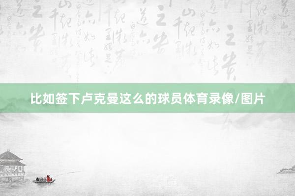 比如签下卢克曼这么的球员体育录像/图片