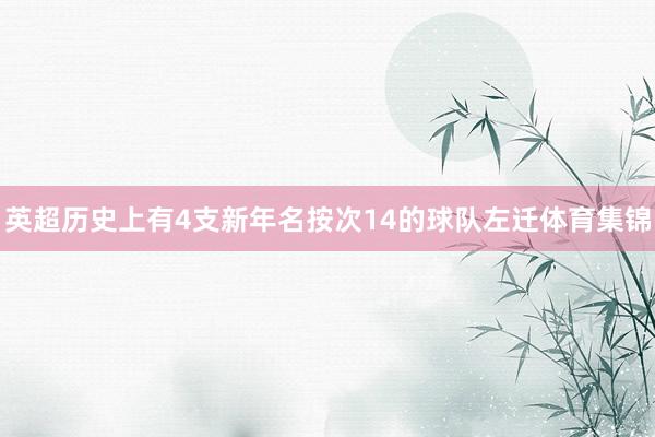 英超历史上有4支新年名按次14的球队左迁体育集锦