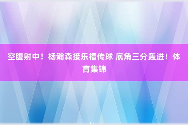 空腹射中！杨瀚森接乐福传球 底角三分轰进！体育集锦