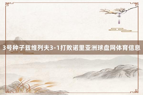 3号种子兹维列夫3-1打败诺里亚洲球盘网体育信息