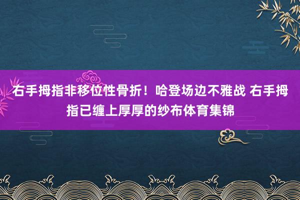 右手拇指非移位性骨折！哈登场边不雅战 右手拇指已缠上厚厚的纱布体育集锦