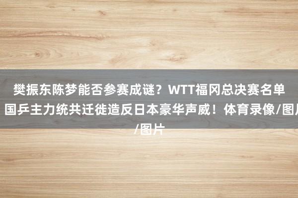 樊振东陈梦能否参赛成谜?WTT福冈总决赛名单:国乒主力统共迁徙造反日本豪华声威!体育录像/图片